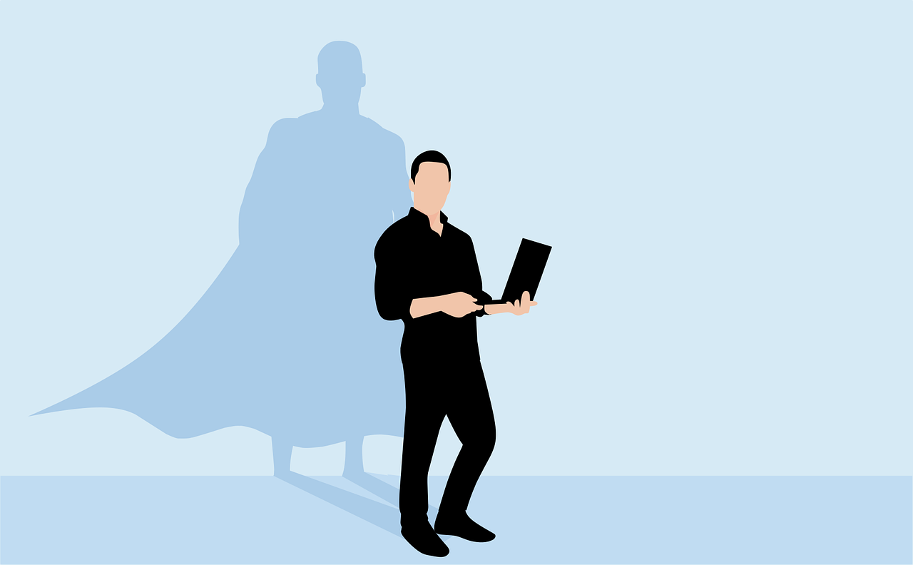 businessman, superman, shadow