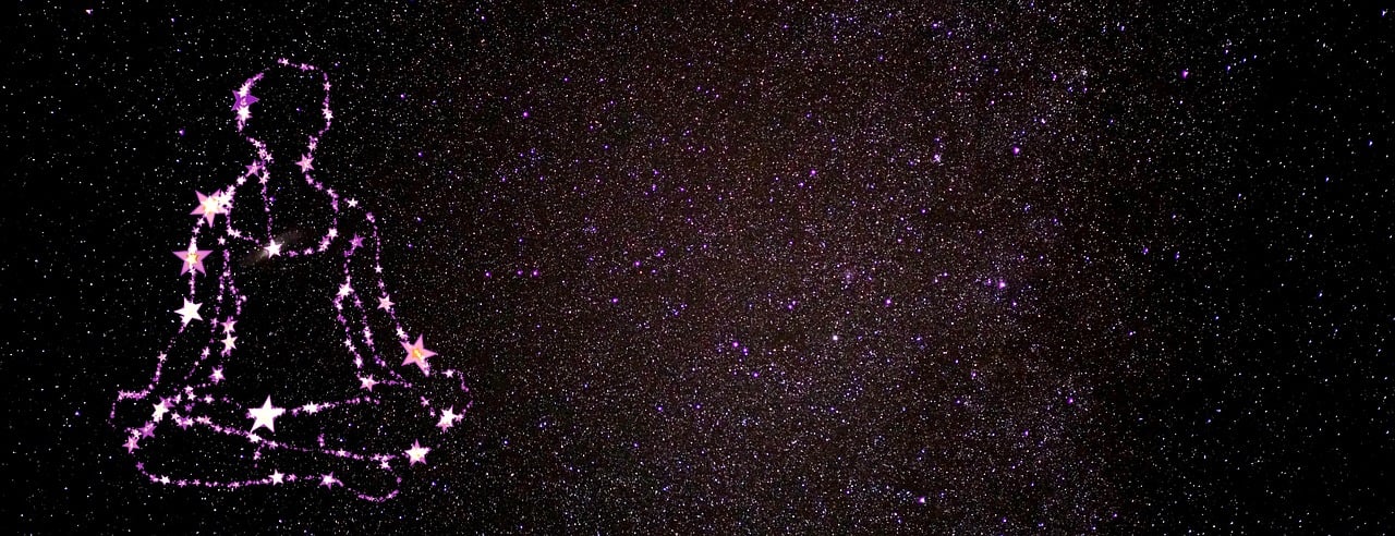 starry sky, meditation, cross legged