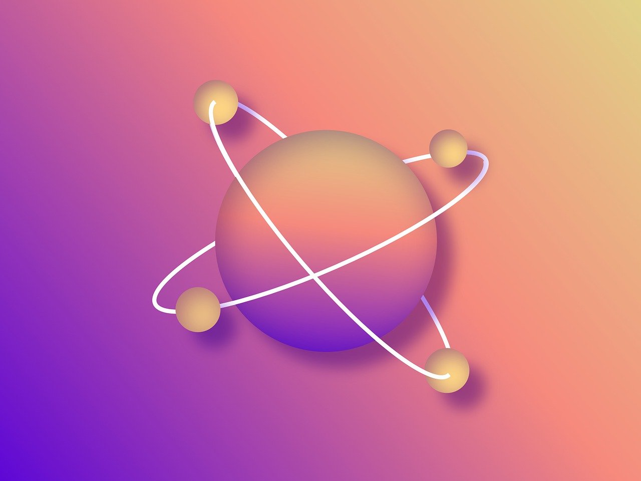 atomic, science, space, universe, cosmos, galaxy, atom, chemistry, orb, planet, icon, gradient