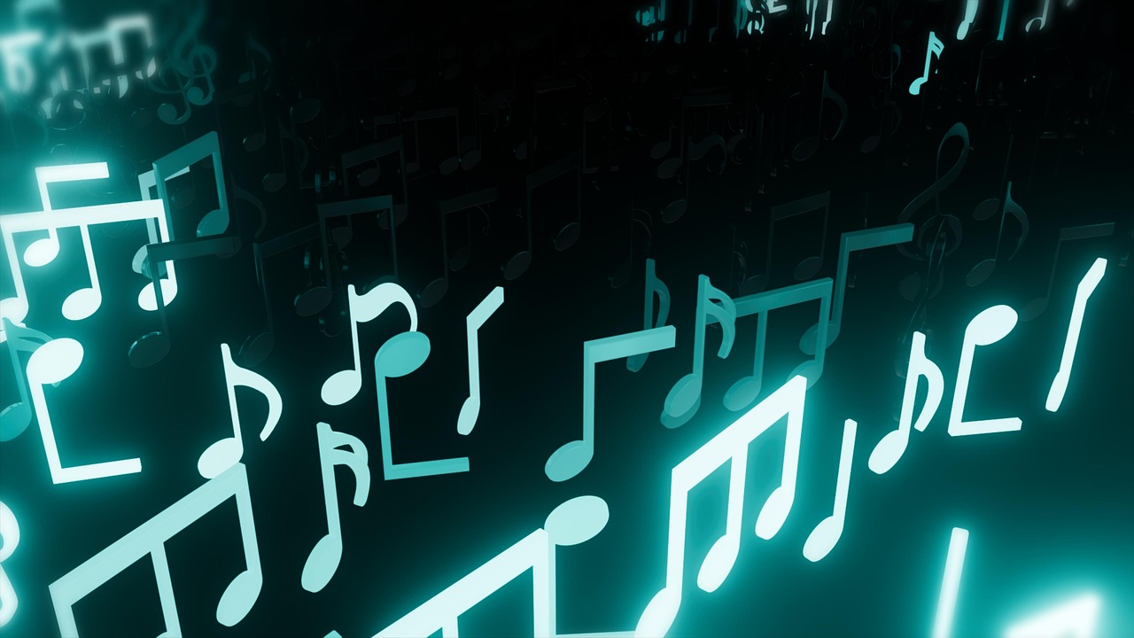 audio, musical notes, classical, glowing, magic, melody, music, neon, background, wallpaper