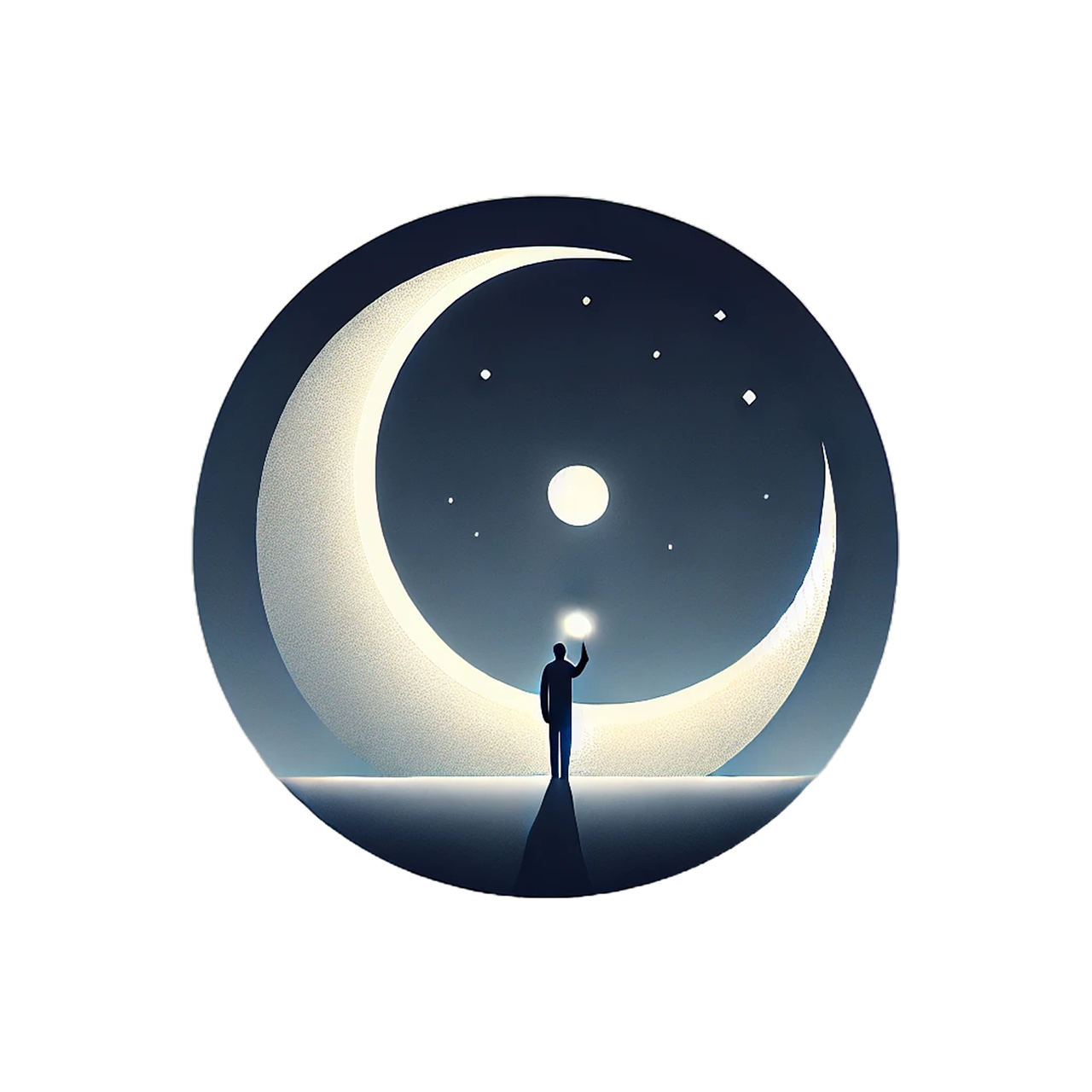 ai generated, moon, night, stars, crescent moon, silhouette, cosmic, surreal, dream, minimalistic, celestial, space, dark sky, futuristic, mystical, galaxy, abstract, spiritual, peaceful, night sky, digital art