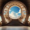 ai generated, stairs, heaven, clouds, nature, sunset, cloudscape, cloudy, horizon, sunlight, daylight