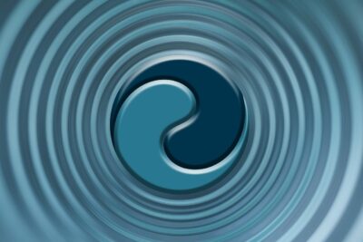 balance, harmony, polarity, wave, yin, yang, duality, motion, flow, energy, change, transformation, cycle, rhythm, stillness, movement, light, shadow, complementary