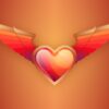 love, heart, wings, valentine day, orange love, orange heart
