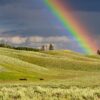 rainbow, hills, meadows, fields, grass, grasslands, grassy, horizon, landscape, rural, countryside, nature, clouds, colorful, outdoors, sky, rainbow colors, rainbow, rainbow, rainbow, rainbow, rainbow