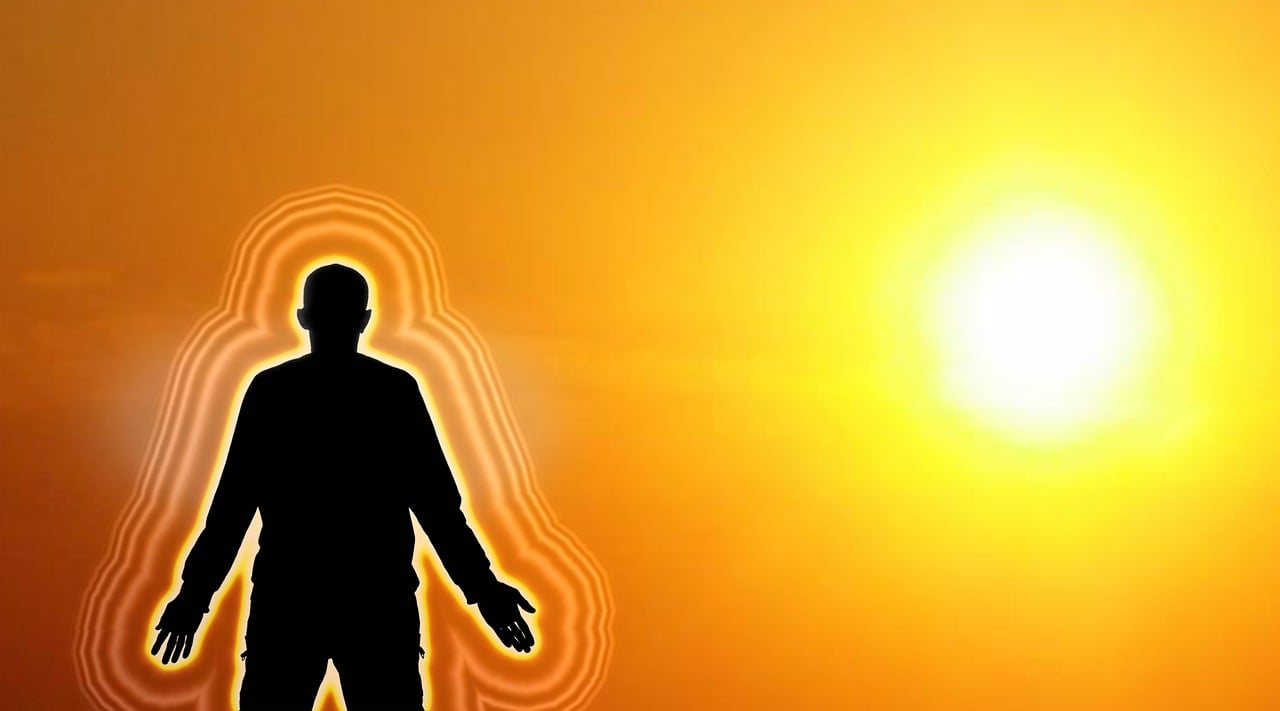 wallpaper, aura, sun, nature, meditation, sunset, balance, silhouette, sunbeams, gold, human, quiet
