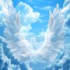 ai generated, wings, angel, sky, clouds, nature, cloudy, fantasy, background