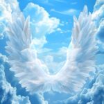 ai generated, wings, angel, sky, clouds, nature, cloudy, fantasy, background
