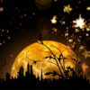 night, stars, heaven, silhouettes, city, houses, be amazed, light, wonder, space, moon, moonlight, seem, seem to be, full moon, romance, mystical, wonder, wonder, wonder, wonder, wonder, moon, moon, moonlight, full moon