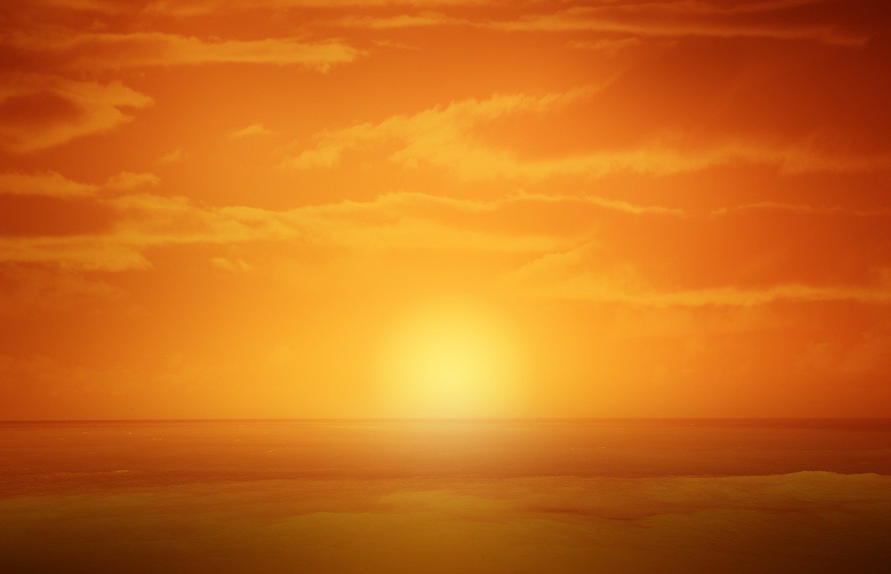 sunset, sun, orange, yellow, glow, nature, heaven, clouds