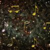 grades, music, clef, musical note, background, sounds, melody, universe, stars, galaxy, space, bright, starry sky, gold, greeting card, music, music, music, music, music