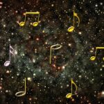 grades, music, clef, musical note, background, sounds, melody, universe, stars, galaxy, space, bright, starry sky, gold, greeting card, music, music, music, music, music