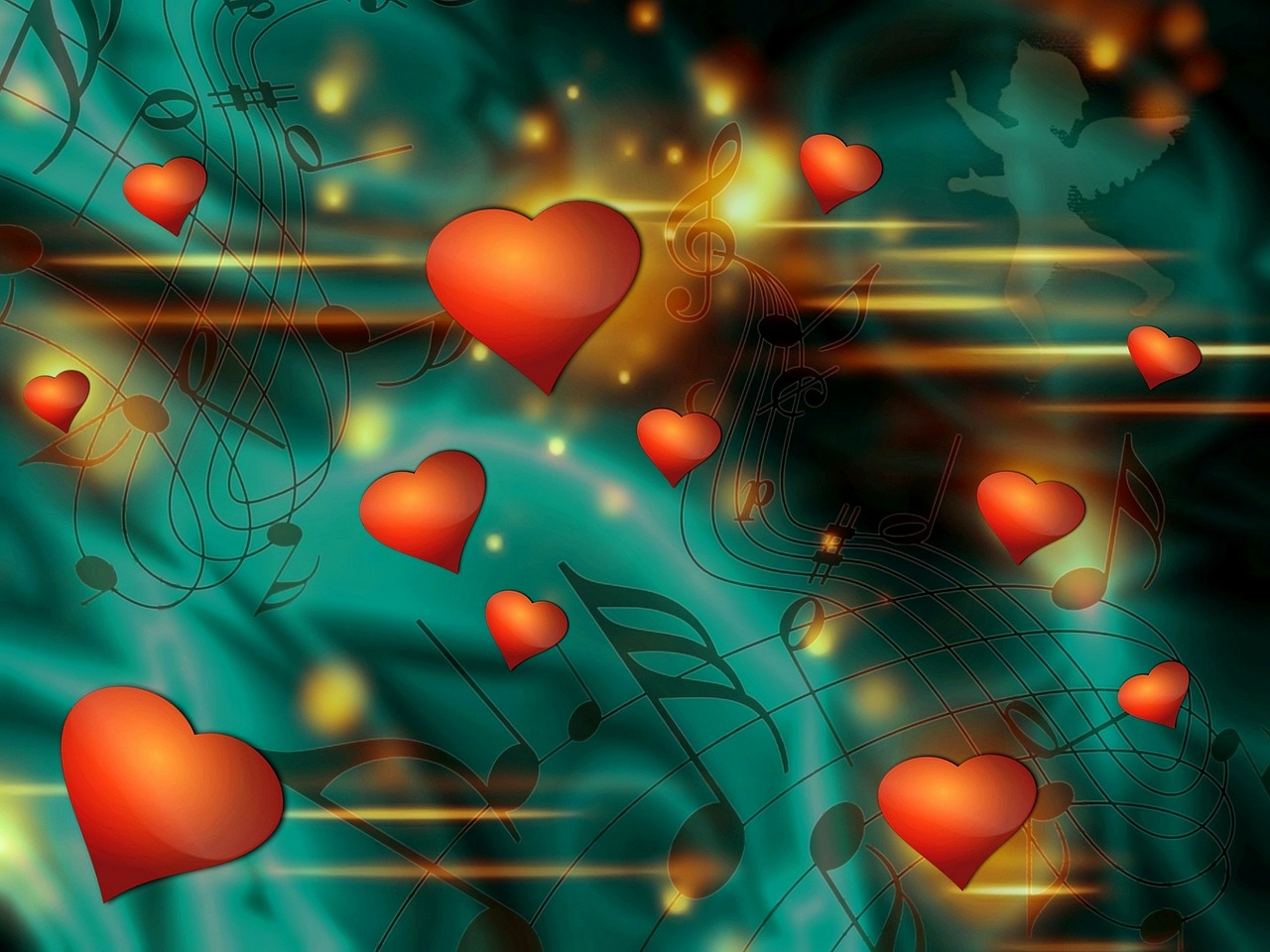 background, heart, love, music, man, woman, message, poster, card, sauermaul