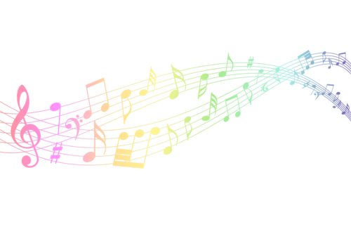rainbow, notes, nature, music, flow