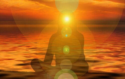 woman, silhouette, sunset, nature, view, direction, self, meditation, relaxation, power, energy, dusk, self-healing, esoteric, healing powers, body