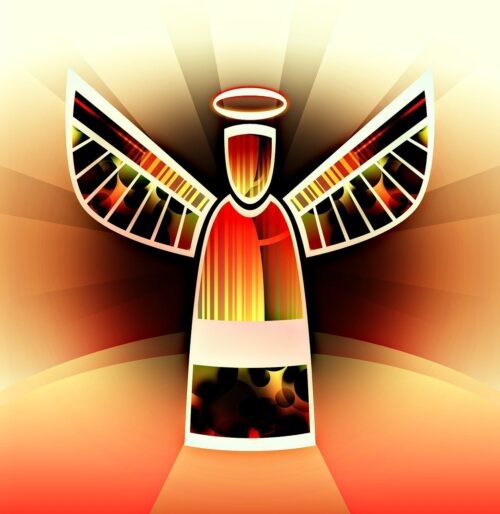 angel, multicoloured, abstract, guardian angel, peace