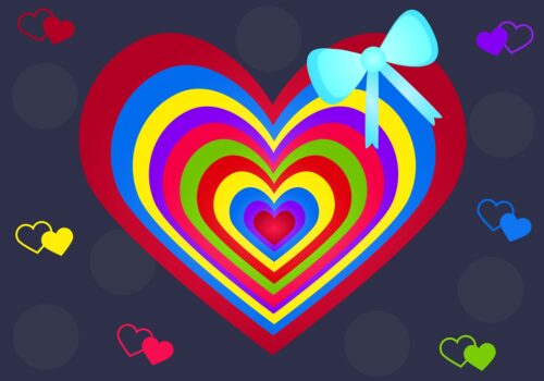 colorful heart, love, colorful, romantic, colors, hearts, art, card of