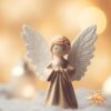ai generated, christmas, angel, figurine, doll, decor, holiday, decoration, celebration, gold, ornament, golden, festive, bokeh