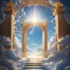ai generated, door, gate, sky, clouds, heaven, mysticism, fairytale, nature, art, abstract, modern art, magic, dream, fantasy
