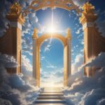 ai generated, door, gate, sky, clouds, heaven, mysticism, fairytale, nature, art, abstract, modern art, magic, dream, fantasy