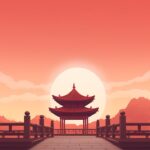 ai generated, asian, temple, wallpaper, asia, architecture, travel, minimalist, minimalism, aesthetic, digital art
