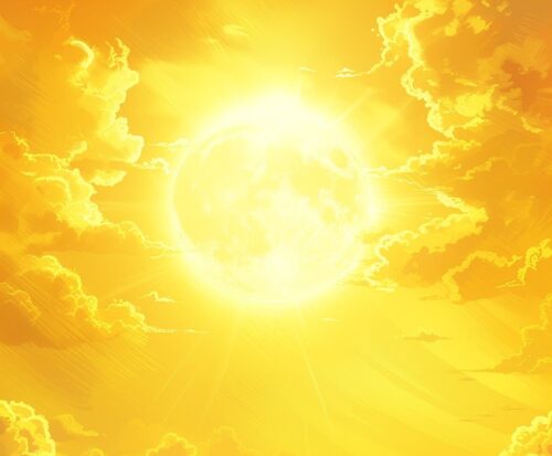 ai generated, sun, clouds, radiant, golden, sky, yellow, vibrant, heavenly, glow, sunlight, dramatic, light, celestial, striking, luminous, dusk, tranquil, digital art, painting, glorious