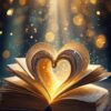 ai generated, book, love, pages, heart, light, reading, literature, glow, magical, warm, fantasy, bokeh, soft, creativity, inspiration, art, sparkling, imagination, concept