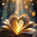 ai generated, book, love, pages, heart, light, reading, literature, glow, magical, warm, fantasy, bokeh, soft, creativity, inspiration, art, sparkling, imagination, concept