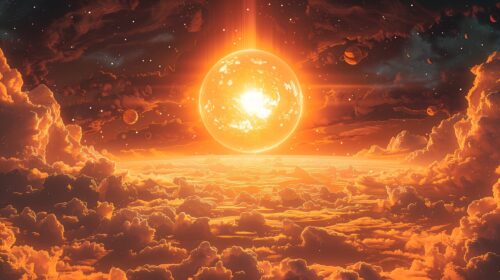 ai generated, sun, planets, world, astronomy, universe, nature, clouds, landscape