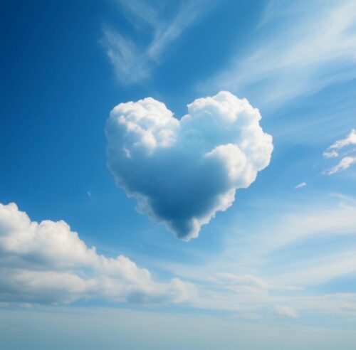 ai generated, clouds, heart, heaven, mood, heart shape, nature, background, love, symbol, romantic, skyscape, cloudy, valentinstag