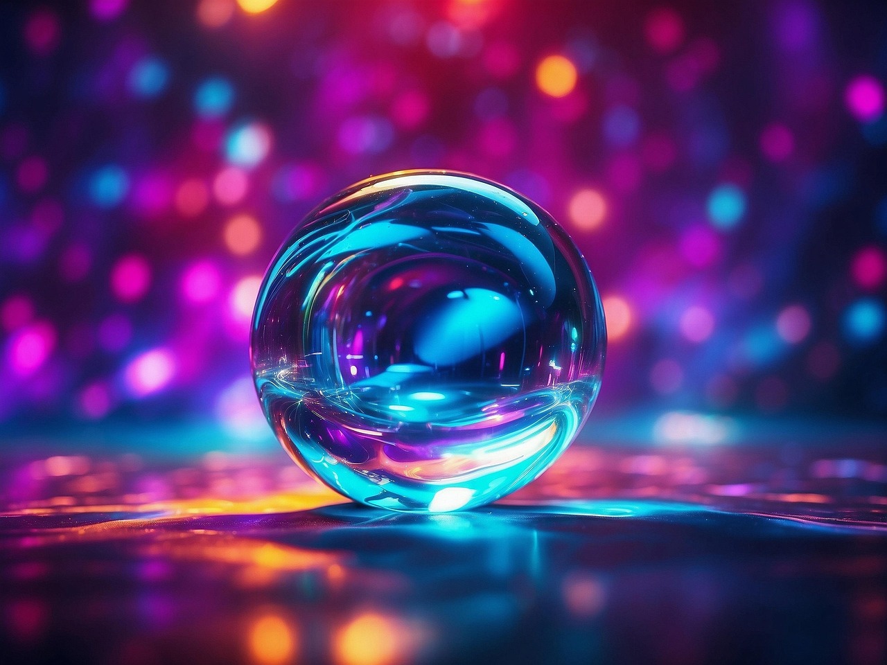 ai generated, crystal ball, sphere, colorful, glass, crystal, lamp