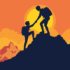 climbing, hiking, teamwork, silhouette, support, mountain, friendship, adventure, sunrise, effort, trust, journey, nature, partnership, cooperation, challenge, inspiration, success, motivation, guidance, strength, unity, leadership, help, book cover
