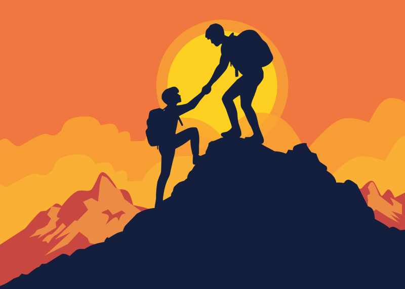 climbing, hiking, teamwork, silhouette, support, mountain, friendship, adventure, sunrise, effort, trust, journey, nature, partnership, cooperation, challenge, inspiration, success, motivation, guidance, strength, unity, leadership, help, book cover