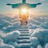 heaven, clouds, spiritual, divine, ascension, light, religious, ethereal, god, jesus, holy, sky, peaceful, tranquil, stairs, pathway, hope, faith, paradise, glory, ai generated