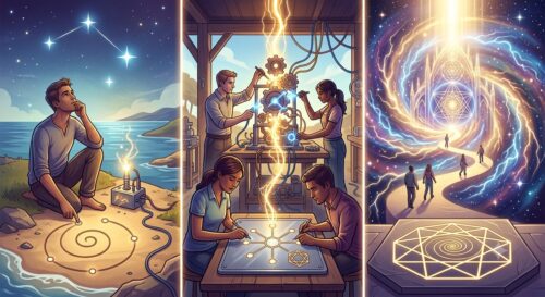 Dans certaines interprétations modernes inspirées de Tesla, les nombres 3, 6 et 9 symbolisent trois étapes complémentaires :