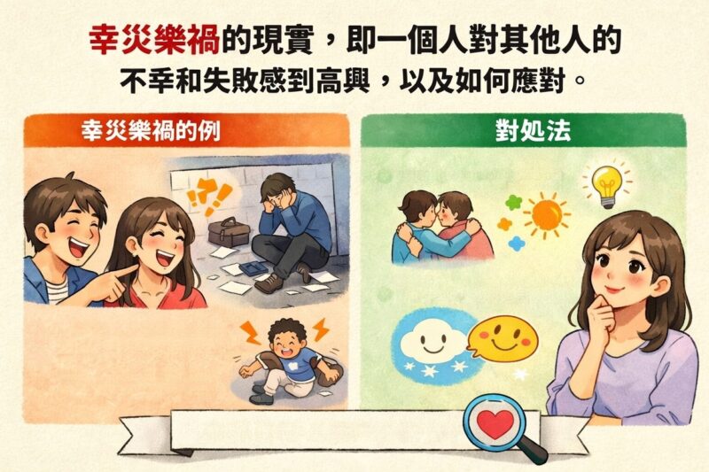 幸災樂禍的現實，即一個人對其他人的不幸和失敗感到高興，以及如何應對。學習如何生活而不被虛假正義所困惑。自我成長與心靈覺醒 潛能開發與成功法則 提升專注力與行動力 改變思維改變人生 正念與內在力量提升