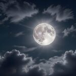 ai generated, moon, night, illuminating, full moon, dark, moody, clouds, bright, night sky, astronomy, nature, sky