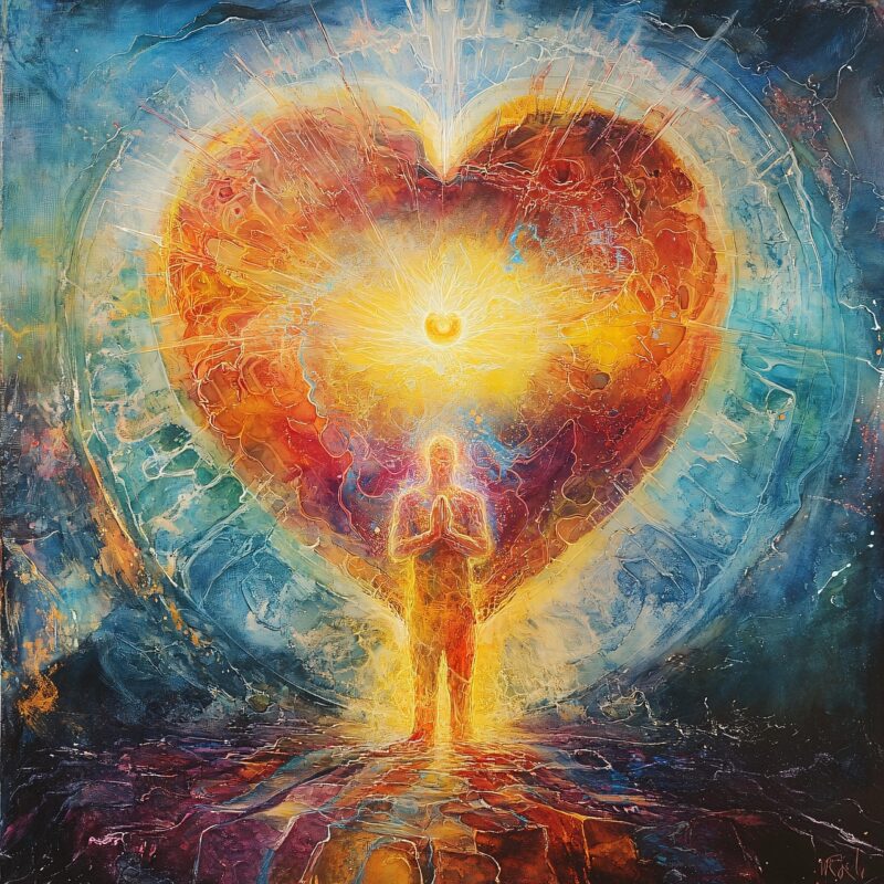 ai generated, heart, love, fire, energy, glow, human, silhouette, spiritual, cosmic, passion, warmth, strength, unity, light, flames, aura, vibrant, mystical, transcendence, emotion, power, divine, universe, soul