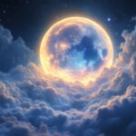 ai generated, moon, nature, glow, light, surreal, fantasy, dreamy, universe, stars, clouds