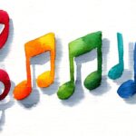 ai generated, music, note, colorful, treble, symbol, watercolor, art, paint, abstract, melody, sound, splash, drawing, design, bright, clef, pattern, fun, expression, graphic, rhythm, creative, harmony