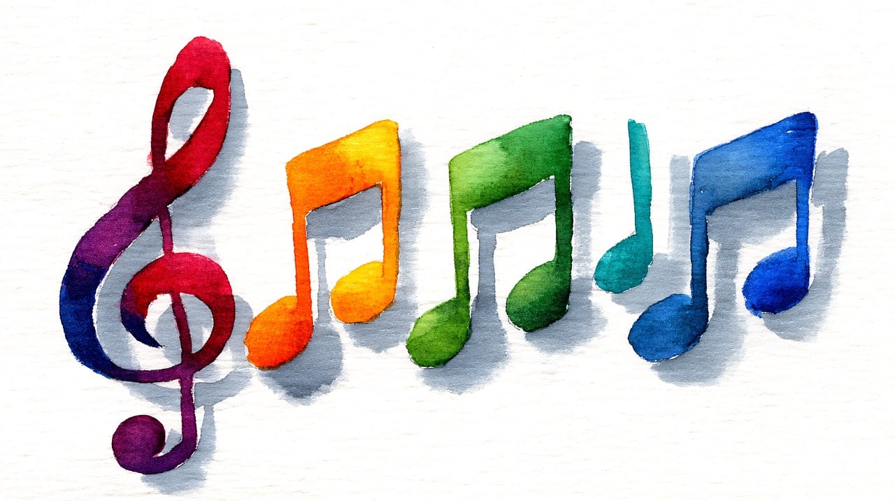 ai generated, music, note, colorful, treble, symbol, watercolor, art, paint, abstract, melody, sound, splash, drawing, design, bright, clef, pattern, fun, expression, graphic, rhythm, creative, harmony