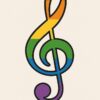 proud, nature, rainbow, multicoloured, rainbow colors, lgbtq, background, queer, tolerance, gender, outing, equality, diversity, individuality, gender equality, self-determination, acceptance, human rights, civil courage, enlightenment, clef, treble clef, ai generated