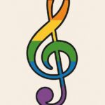 proud, nature, rainbow, multicoloured, rainbow colors, lgbtq, background, queer, tolerance, gender, outing, equality, diversity, individuality, gender equality, self-determination, acceptance, human rights, civil courage, enlightenment, clef, treble clef, ai generated