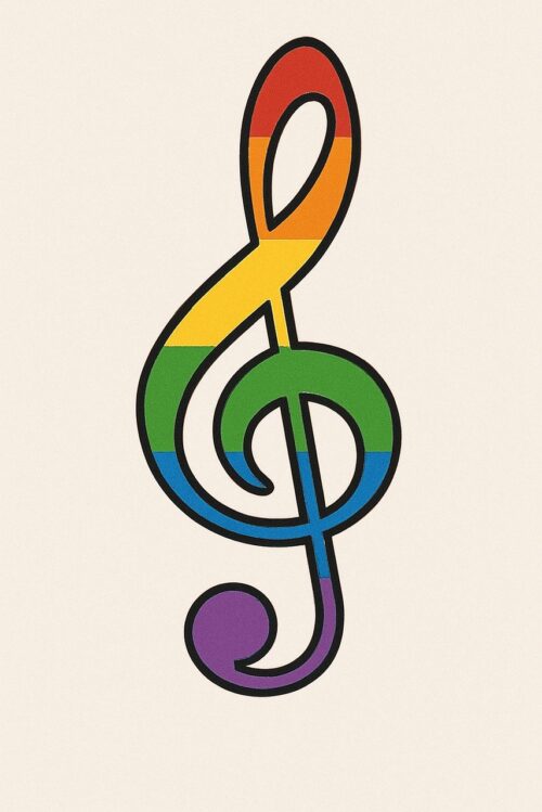 proud, nature, rainbow, multicoloured, rainbow colors, lgbtq, background, queer, tolerance, gender, outing, equality, diversity, individuality, gender equality, self-determination, acceptance, human rights, civil courage, enlightenment, clef, treble clef, ai generated