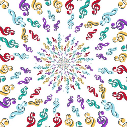 musical notes, clef, thumbnails, album cover, melody, harmony, rhythm, composition, score, notation, treble, bass, sharp, flat, natural, octave, chord, tempo, pitch, instrument