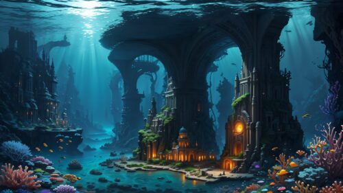 ai generated, sea, ocean, water, coral, nature, fish, underwater, 4k, background