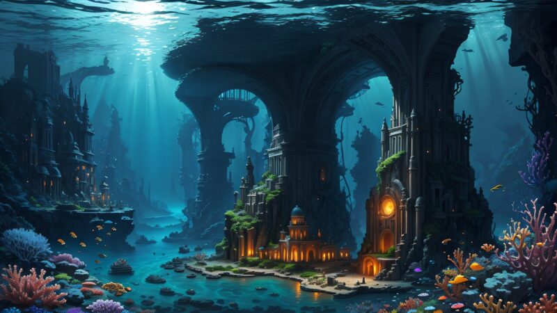 ai generated, sea, ocean, water, coral, nature, fish, underwater, 4k, background