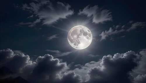 ai generated, moon, night, night sky, illuminating, full moon, dark, moody, clouds, bright, astronomy, nature, sky
